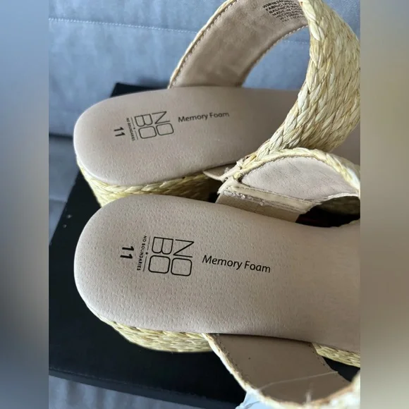 No Boundaries Women's Beige Woven Platform Sandals Size 11 - Picture 4 of 11